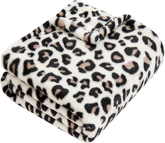 Yurhap Leopard Print Baby Blanket Fleece Baby Blankets for Boys Girls, Ultra Soft Cozy Fluffy Infant Toddler Newborn Receiving Blankets for Crib Stroller, 30"x40", Cream