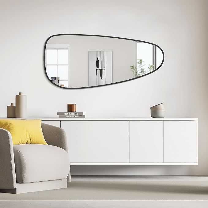 Asymmetrical Mirror, Irregular Wall Mirror, Wall Mirrors Decorative for Bedroom Living Room entryway Hall, Wall Mirror for mid Century Modern Decor 48" H x 22" W, Black