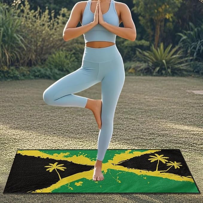 INSTANTARTS Jamaican Flag Coconut Tree Car Seat Towel Cover Yoga Towel Car Seat Cover