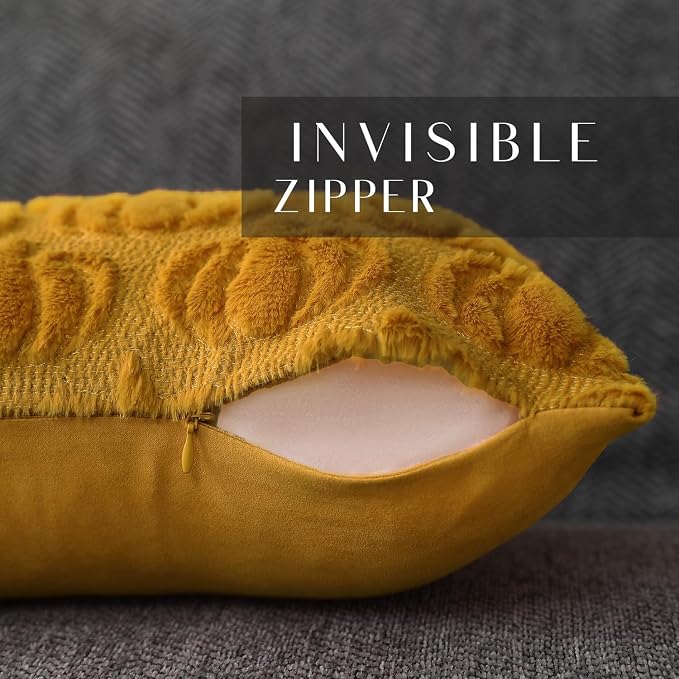 DFXSZ Fall Pillow Covers 12x20 2Pcs Yellow Pumpkin Fall Decoration for Home | Fall decor Set of 2 Throw Pillow Cases Soft Plush Faux Fur Wool Couch Cushion for Chair Sofa Bedroom Living Room Home Decor