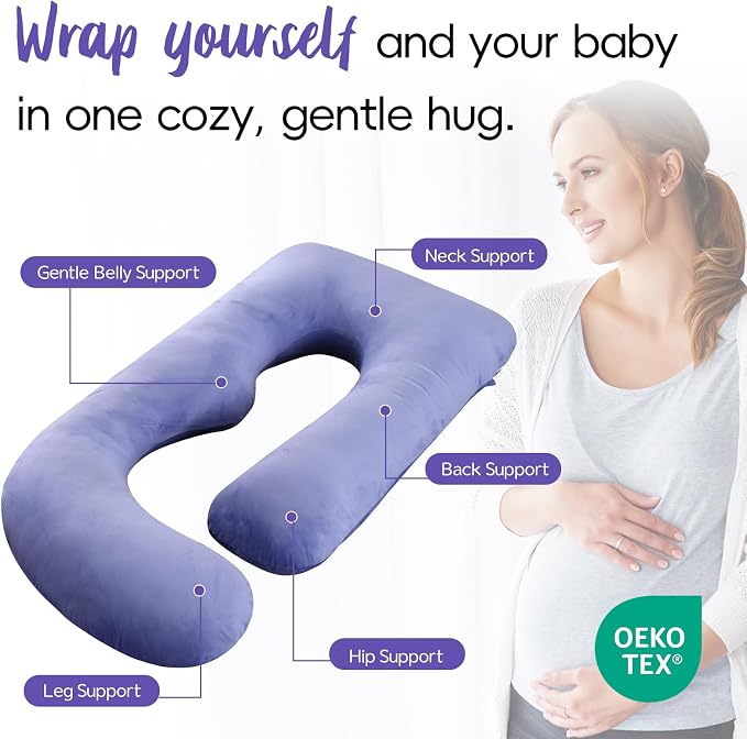 Pregnancy Pillow for Sleeping, Soft 57“ Full Body Maternity Pillow, U Shaped with Removable Washable Cover, Support for Back, Belly, Leg, Hip, Neck & Shoulder, Purple