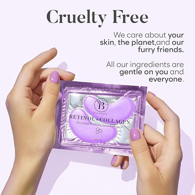 BLOOMORA Retinol & Collagen Under Eye Patches (30 Pairs) - For Dark Circles & Puffy Eyes - Eye Care Mask