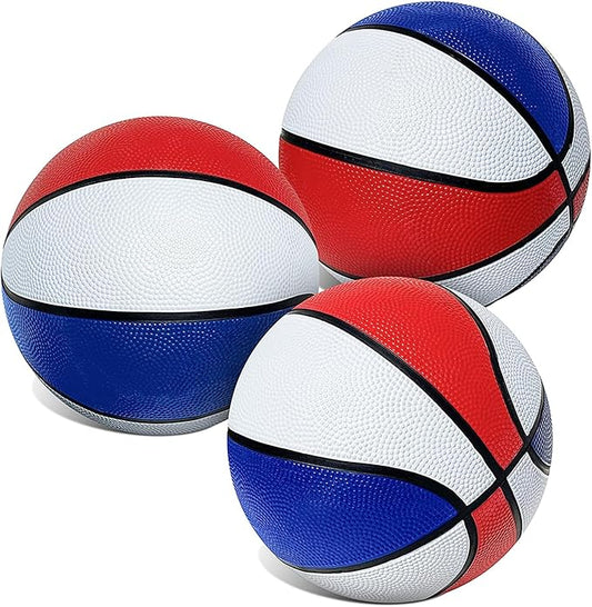 Botabee Red, White and Blue Mini Basketball Set Basketball Arcade Games - Size 3, 7” Junior Basketballs Suitable for Indoors, Outdoors and Arcade Basket Ball - 3 Pack