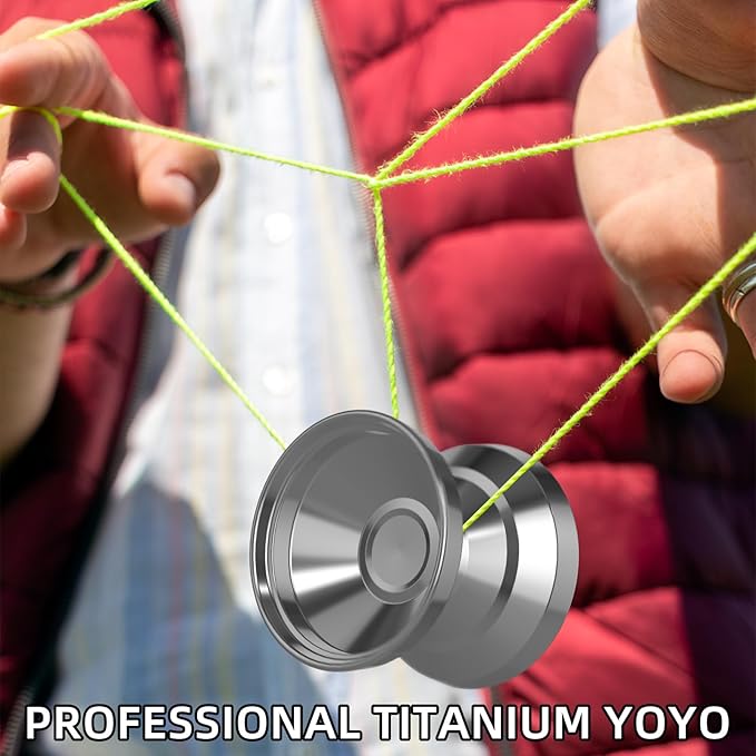 WATIEOBOOyoyo TC4 Aviation Titanium Alloy yoyo Professional Non-Reactive Yo-yo, Suitable for Children and Adults Trick yo yo, Party Performance Yo-yos and Competition Yo yos
