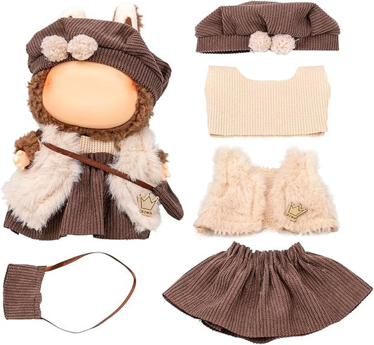 Doll Clothes Set for 6.7-inch/5.9-inch Dolls - Luxury Chic High-End Fashion Outfit with Suitable Accessories, Beret Style (No Dolls)