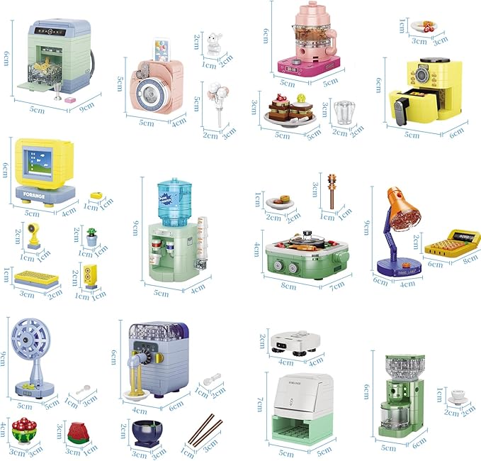 JMBricklayer Girls Building Set, 12PCS Mini Upgraded Home Appliances Friends Toy Sets, Party Favors STEM Puzzle Educational Building Blocks Toys, Gifts for Girls Boys