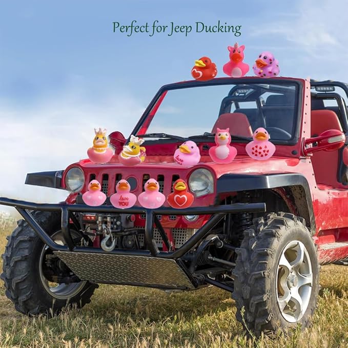 12pcs Rubber Ducks,Favor or Small Prize,Bath Decor Party Favors for Kids (Valentine Duck)