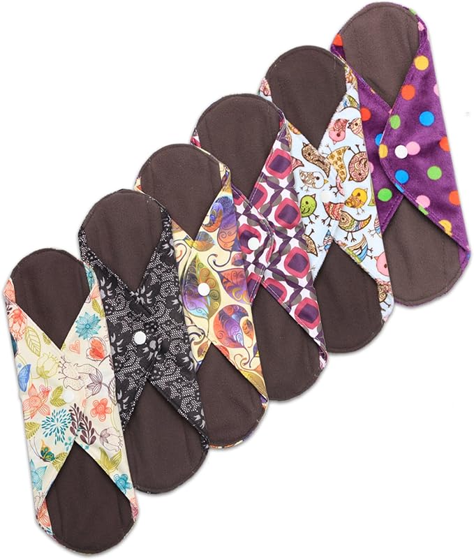 Teamoy 7Pcs Sanitary Pad(11.6"), Reusable Menstrual Pads with Wet Bag, Washable Cloth Menstrual Pads/Panty Liners