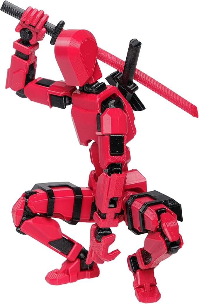(Assembly Completed Dummy 20 Action Figure, 8.1 inches， Strong Magnetic Accessories， 8 Types of Weapons 3D Printed Robot Multi-Jointed Movable, Spider Ninja Series (red)