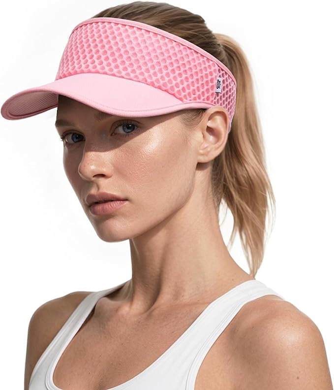 Breathable Mesh Sun Visor Lightweight Sport Hat for Men Women | Adjustable Elastic Machine Washable Moisture Wicking Quick Dry Comfortable Sun Protection for Golf Running Tennis Hiking