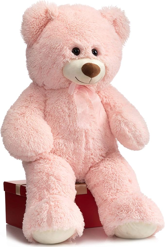 HollyHOME Big Teddy Bear Large Teddy Bear Stuffed Animal Birthday Valentines Day Plush for Kids and Girlfriend 36 inch Pink