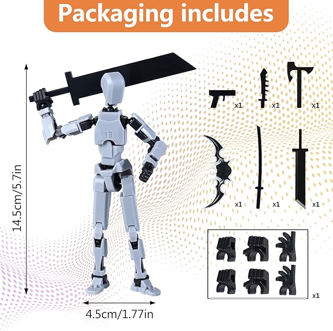 Action Figure Set, Model 13 Action Figure Multi-Jointed Movable,Gift Box Packaging, a Great for Loved Ones and Friends. (Gray)