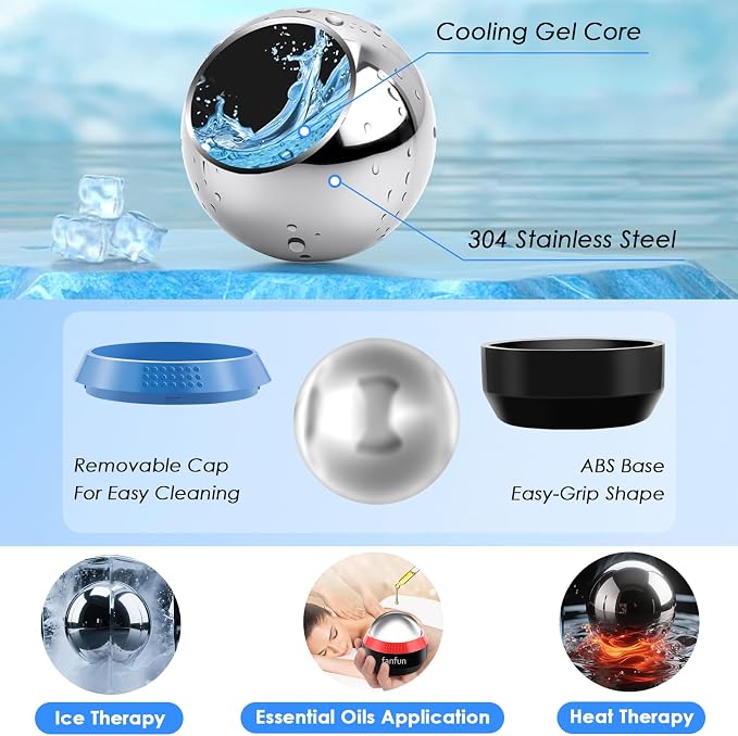 Massage Ice Roller Ball - Cold & Heat Therapy Roller for Deep Tissue Massage Pain Relief, Plantar Fasciitis Roller (Black & Red)