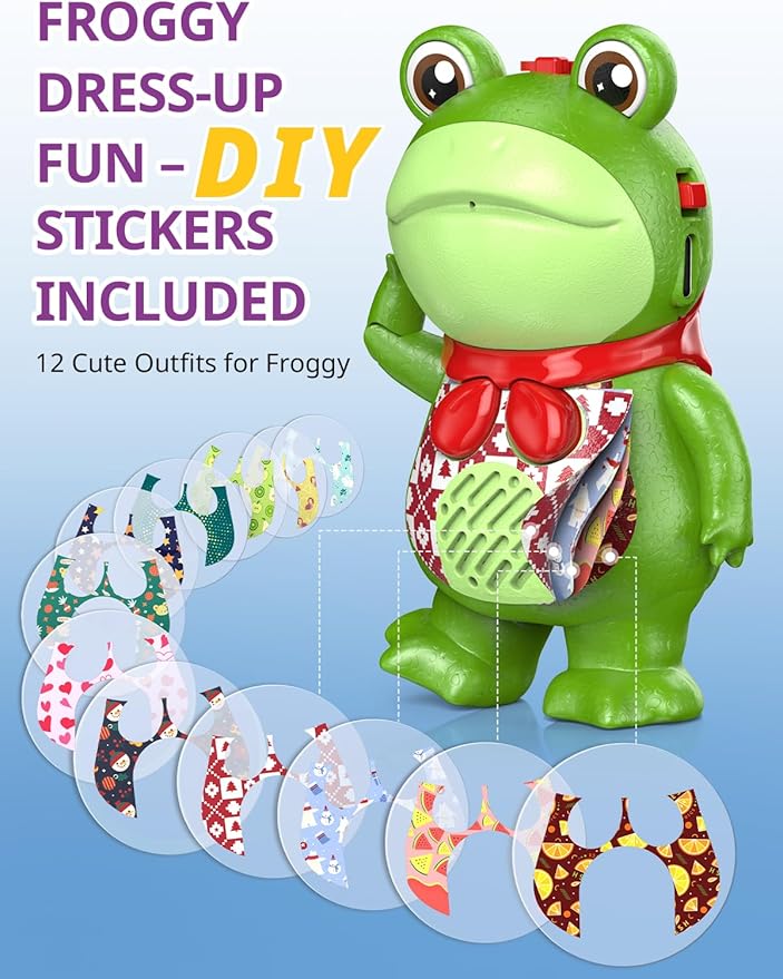 Toddler Walkie Talkies for Kids Rechargable, DIY Dress-Up Saluting Frog Toys, 2 Pack Cute Indoor Outdoor Playset with Stickers, Birthday for 3 4 5 6 7 8 Year Old Girls Boys