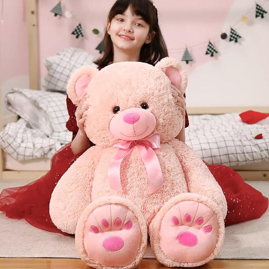MorisMos Giant Teddy Bear Stuffed Animal 36in, Big Teddy Bear Pink, Large Teddy Bear Cuddly Soft for Baby Shower, Boys, Girls