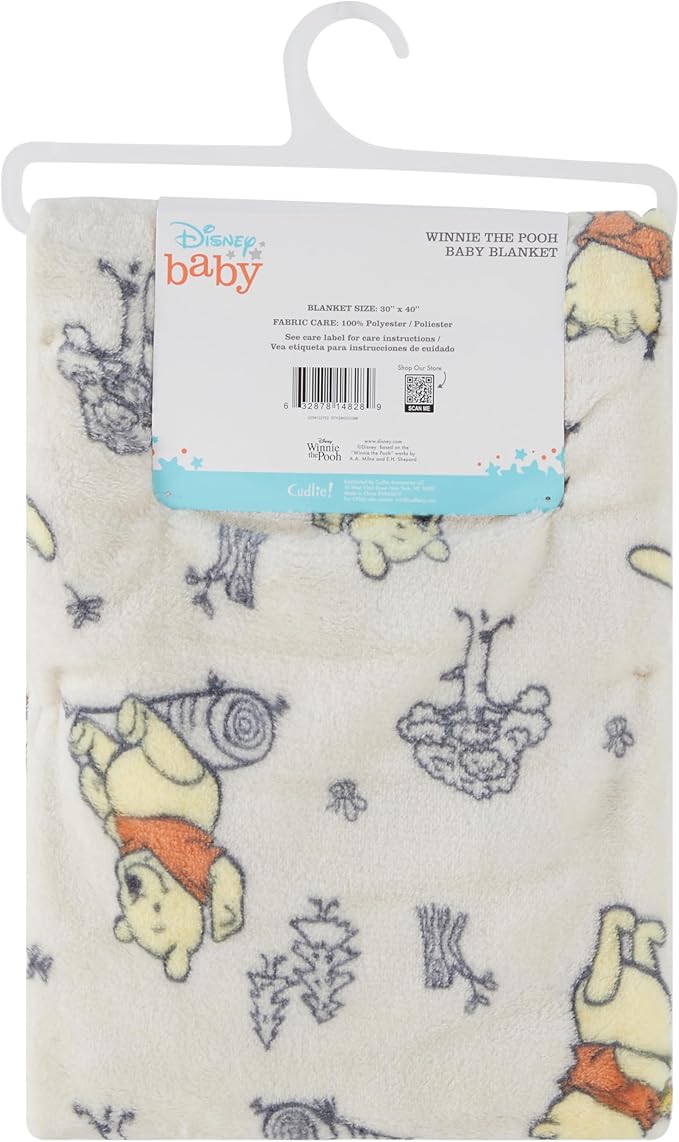 Disney Characters Flannel Fleece Baby Blanket - Soft & Cozy 30x40 Inches, Featuring Mickey Mouse, Minnie Mouse, Winnie The Pooh, and Dumbo
