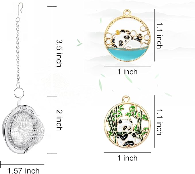 2Pcs Stainless Steel Mesh Tea Infuser, 2.1 inch Tea Ball with Panda Pendant,Tea Strainer Tea Diffuser Tea Steeper for Filtering Tea,Tea Infusers for Loose Tea (Panda, 2PC)