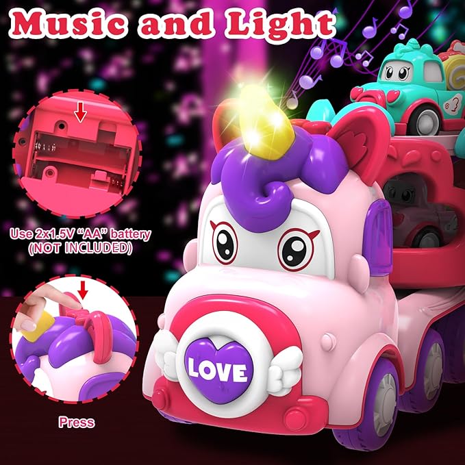 Dinosaur Toys for Kids 2 3 4 5 6,5 in 1 Dinosaur Truck with 4 Dino Car,Light & Sound,Toys for 2-7 Year Old Boys Toddlers,Christmas Birthday Gift Toys for 3 4 5+ Year Old Boys Girls Kids