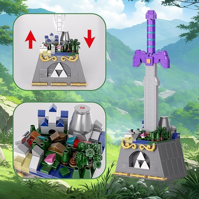 The Master Sword Building Kit with Link Action Figures Building Set, BOTW 2 in1 Micro Hyrule Building Blocks Set, Birthday Party Decorations Supplies, Gifts for Fans Kids Adults
