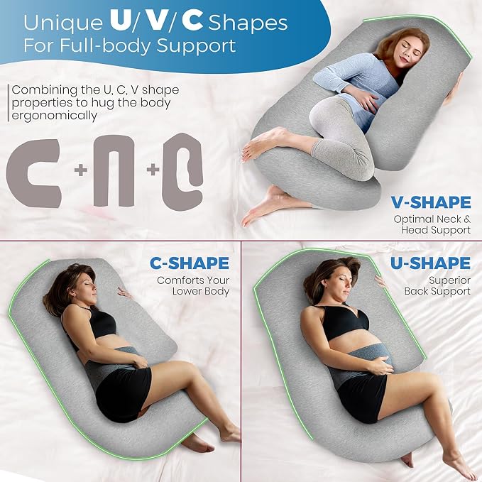 PILLANI Cooling Pregnancy Pillows for Sleeping – 57-Inch Maternity Pillow for Pregnant Women with Breathable, Removable Washable Cover – Support for Back, Belly, Neck, Legs, & Hips – Full Body Pillow