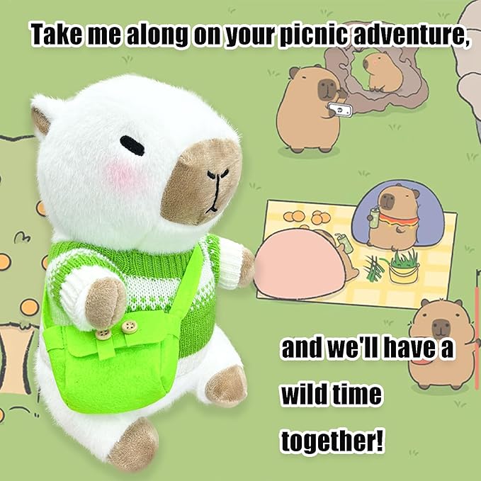Capybara Plush with 9 pcs Clothes & Accessories, 10.2 in Cute Capybara Stuffed Animal Plush Toys, Dress Up Cute Plushies for Girls/Boys