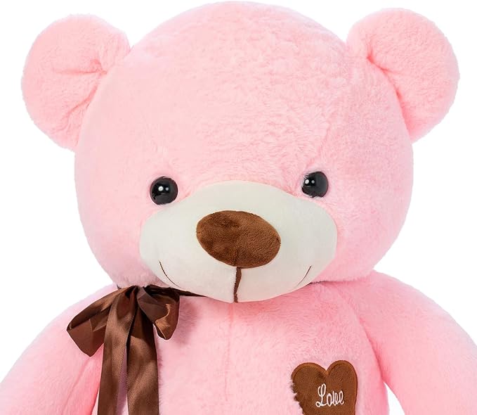 Big Teddy Bear Stuffed Animal with Love Heart 31.5 Inch Giant Plush Toy Large Soft Doll for Kids Girls Girlfriend Pink