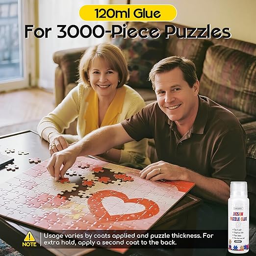 YAKAMOZ Jigsaw Puzzle Glue with Sponge Head for Adults Clear Water-Soluble Craft Puzzle Glue Quick Dry for 1000/1500/3000 Pieces of Puzzle,120ML