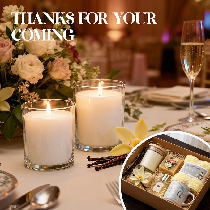 12 PCS 6oz Vanilla Scented Candles Set, Creamy Soy Wax Candles | Warm & Cozy Home Fragrance, Bulk Gift Box for Wedding, Holiday, Party Favors and Decor