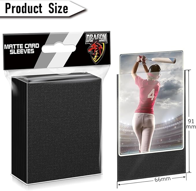 500 Pcs Black Card Sleeves Toploaders for Trading Card, Matte Card Sleeves Deck Card Protectors Compatible with Baseball Cards, Sports Cards, Game Card