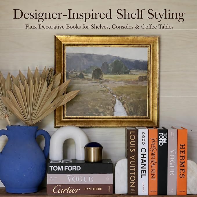 4-7 Pieces Fashion Decorations Book Set. Premium Aesthetic Faux Books for Room Decor. (7) | Designer Fuller Set for Living Room, Office and Mantel - Not Real, Tool-Free 2-Min Setup