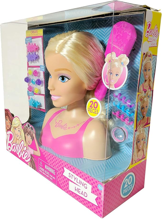 KidPlay Girls Styling Head Doll with Hair Accessories - Barbie