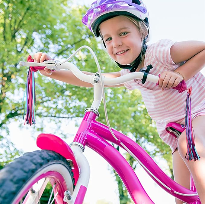 U-LIAN Kids Bicycle Tassel Ribbon,Children Scooter Handlebar Streamers Bicycle Grips Ribbon Baby Carrier Accessories Easy Attach to Bike's Handlebars…