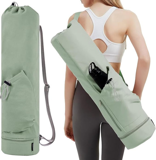 PUXING Yoga Mat Bag Yoga Mat Carrier Bag with Water Bottle Pocket and Bottom Wet Pocket Waterproof Yoga Mat Carry Bag Multi-Functional Storage Bag for Women Men