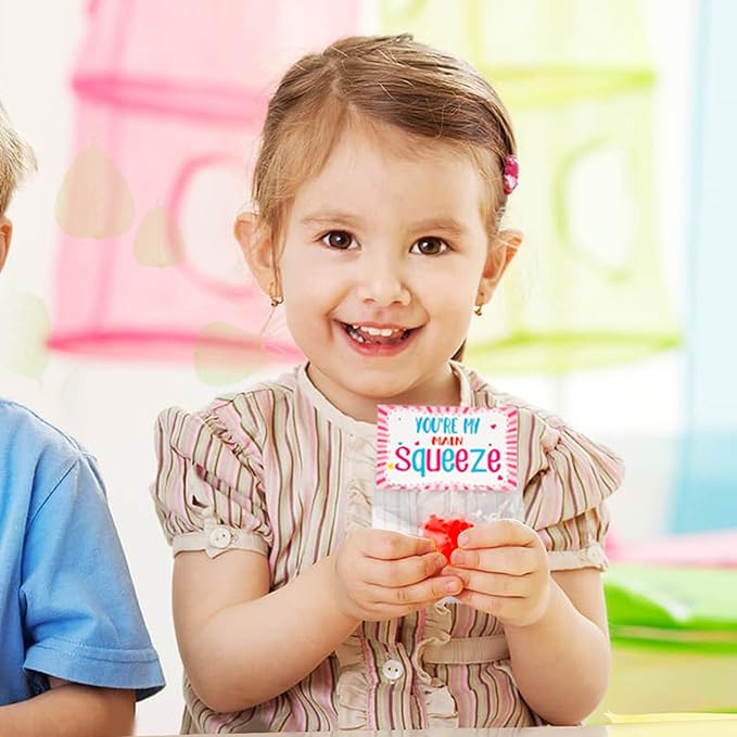 24Pack Valentines Day Cards with Heart Balls Valentines Day Gifts for Kids Valentines Exchange Cards for Boys Girls School Classroom Party Favors