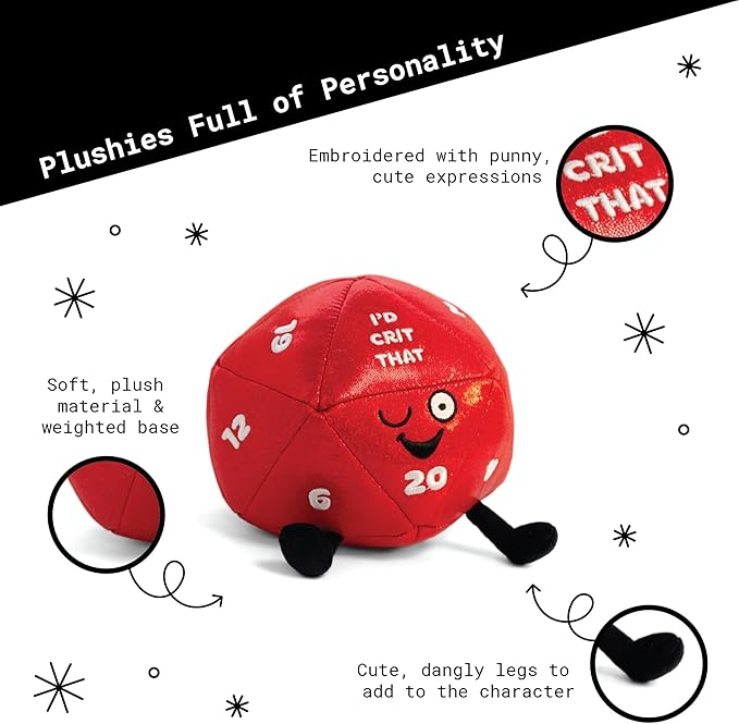 Dice Plushie - I'd Crit That Sassy Dice Plush, DND Gift for Players, Plush Toy for Gifting