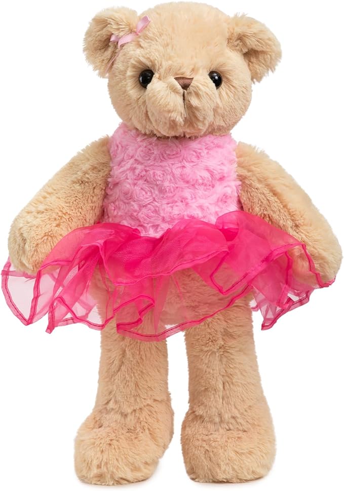 Ballerina Teddy Bear Stuffed Animal Cute Plush Bear in Tutu Skirt Birthday Dance Recital Gifts for Girls Kids 21’’ Pink
