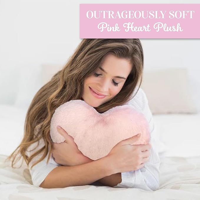 1i4 Group Cozy Microwavable Plush Toys - Heated Stuffed Heart Shape - Heatable Coolable Bedtime Comfort Plushie - Pink