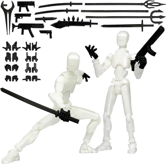 2PCS Assembly Completed T13 Action Figure,Multi-Jointed, Articulated T13 Desktop Decoration,Nova 13 Action Figures Desktop Decorations for Game Lovers Toy (Luminous Blue Luminous Green)