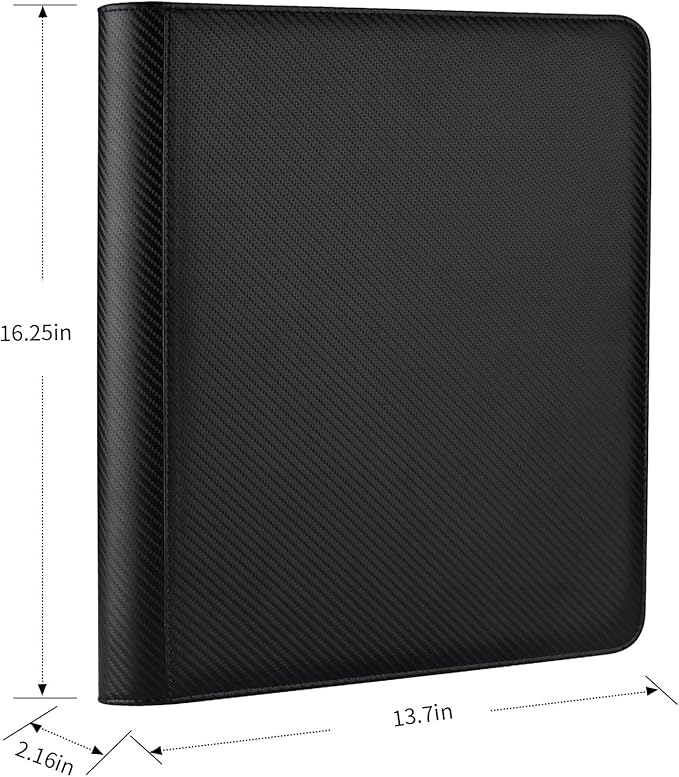 GERMUN Toploader Binder, Holds 288 Toploaders, 9 Pocket Top Loader Binders with Sleeves for 3 x 4'' Toploaders, Double-Sided Pocket Top Loader Storage Binder, Trading Card Binder - Carton Black