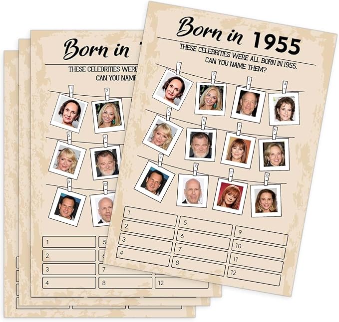 70th Birthday Party Games, Born in 1964 Games, Birthday Party Supplies for Adults, Fun 1955s Party Game，Pack of 30 Cards