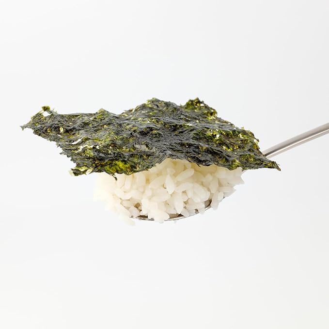 Roasted Seaweed Snack [Sea Salt | Pack of 12] Crispy Korean Laver Sheets | Vegan | Gluten-Free Nori | Low-Calorie | Perfect for Sushi, Rice Bowls, Snacks, Lunchboxes, Picnics, Plant-Based Korean Seaweed Chips - O’food