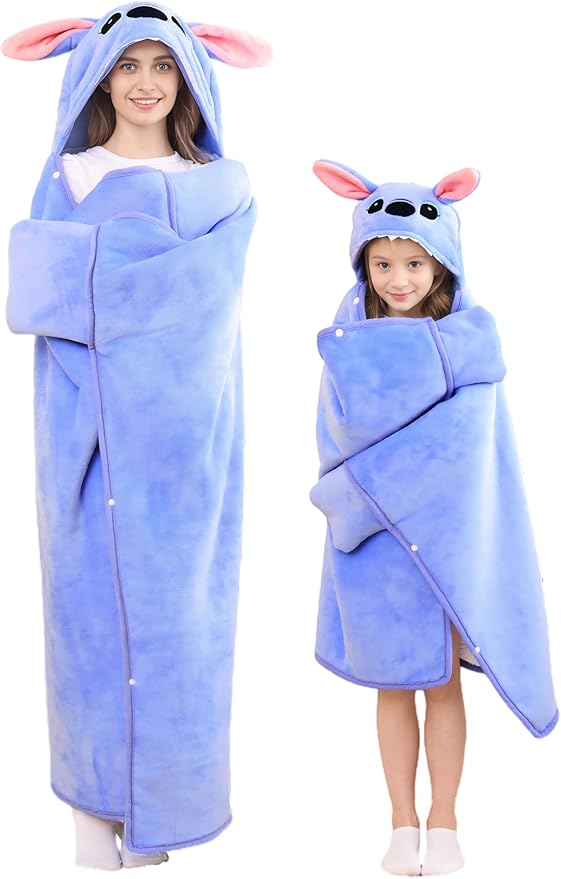 Unisex hooded blanket casual home clothes thick and warm lamb cape flannel shawl women's bathrobe blanket