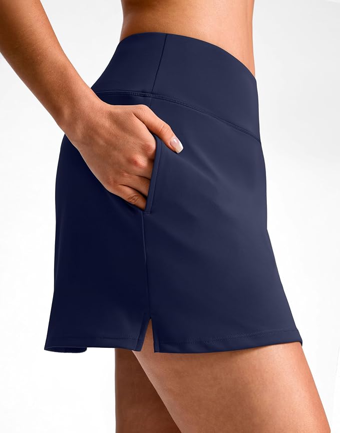 14"/16" Skorts with 3 Pockets | Side Slits, High Waisted, Built-in Shorts, A Line, Casual, Pickleball, Athletic, Golf, Tennis Skirt, for Women