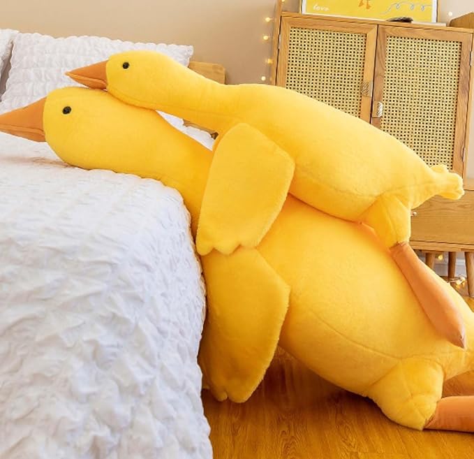 19.7'' Goose Plush Stuffed Animal Soft Swan Goose Stuffed Plush Toys Hugging Cushion Pillow Plushies Doll for Kids Adults (1PC-Yellow 19.7'')