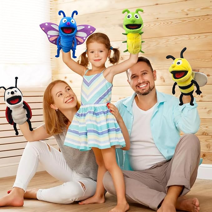 Hand Puppet Realistic Plush Puppet 13",Insect Animal Puppets for Kids Insect Stuffed Animal Hand Puppet with Moveable Mouth,Soft Stuffed Insect Puppet Story Toy Puppets Role Play Show Game