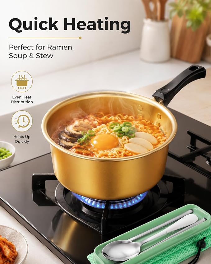 Korean Ramen Pot, Ramen Korean Cooking Pot, Aluminum Noodle Pot For Kitchen Cookware For Kitchen Cookware
