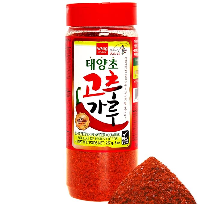 Wang Sun-Dried Coarse Gochugaru for Kimchi | Red Pepper Flakes, Chilli Powder, 7.05 Ounce