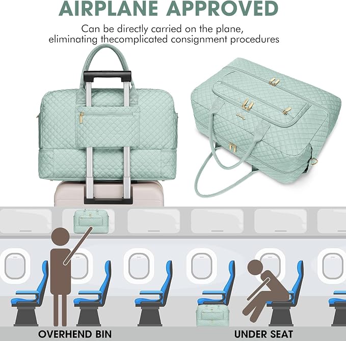 Travel Duffle Bag Weekender for Women - 38L Carry-On Overnight Bag Personal Item Bag with Shoe Compartment & Wet Pocket Weekend Tote Bags with Toiletry Bag Hospital Bags for Labor and Delivery