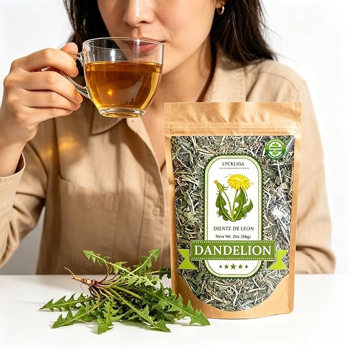 Dandelion Leaf & Root Loose Leaf Tea –Diente de Leon (Whole Dandelion) for Digestive Support & Detox, 2 oz (56g), 100% Natural Taraxacum, Vegan, Non-GMO, Caffeine-Free