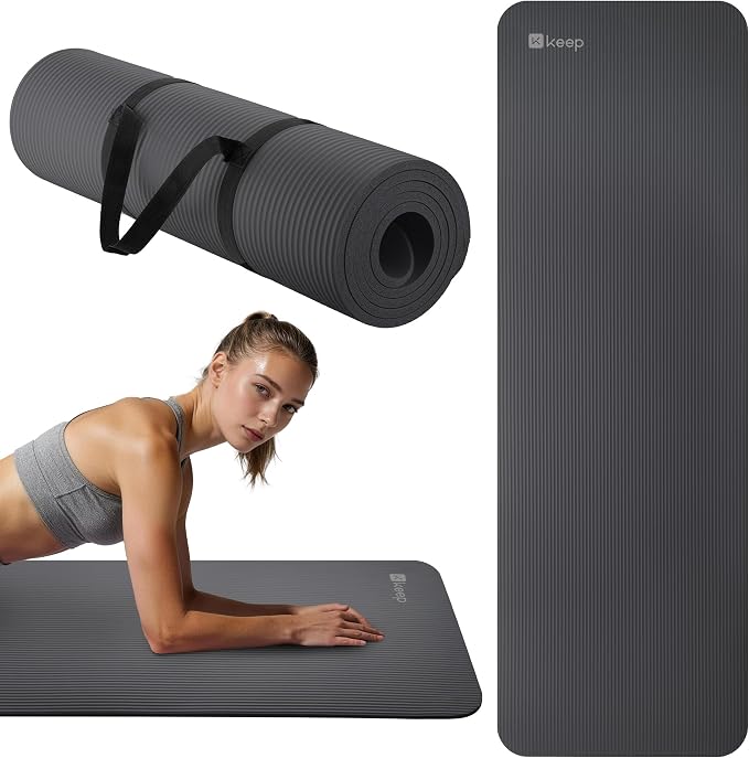 KEEP Extra Thick NBR Yoga Mat for Women & Men, 10mm Thick, 72”x24” Large Exercise Mat with Non-Slip Workout Mat for Yoga, Pilates, Stretching, Meditation – Wide & Cushioned Fitness Mat